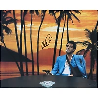 Al Pacino Scarface Autographed 16" x 20" Sitting At Desk In Blue Jacket Photograph