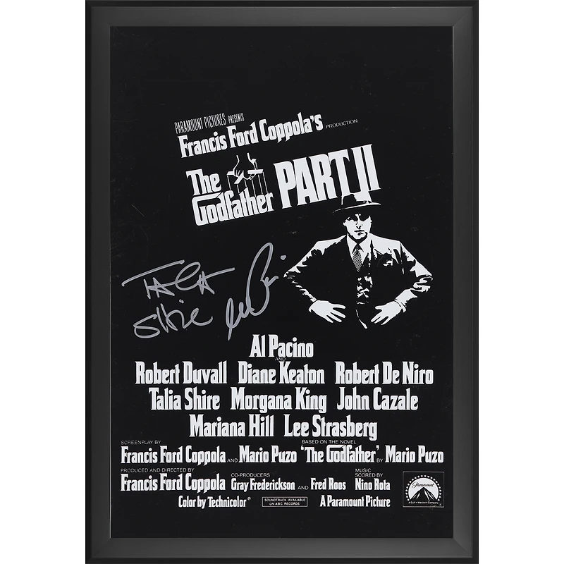 Al Pacino & Talia Shire The Godfather Part II Autographed Framed 11" x 17" Movie Poster