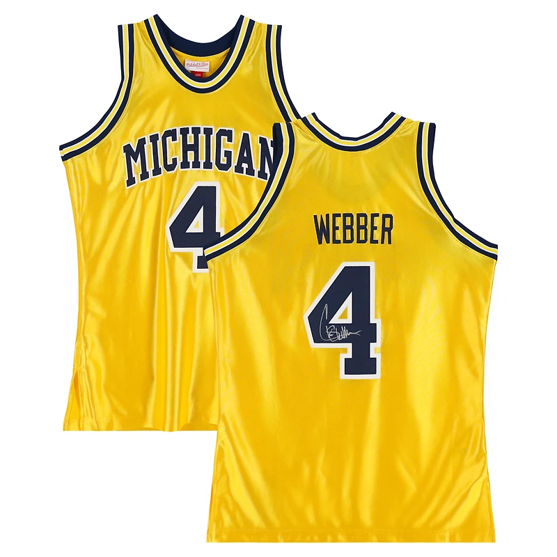 Chris Webber Michigan Wolverines Autographed Maize Mitchell & Ness 1991-92 Authentic Jersey