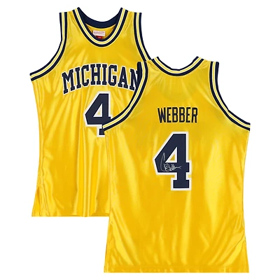 Chris Webber Michigan Wolverines Autographed Maize Mitchell & Ness 1991-92 Authentic Jersey