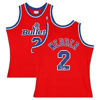 Chris Webber Washington Bullets Autographed Red Mitchell & Ness 1994-95 Swingman Jersey