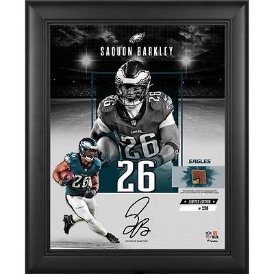 Saquon Barkley Philadelphia Eagles Facsimile Signature Framed 11" x 14" Impact Collage with a Piece of Game-Used Football - Limited Edition of 250