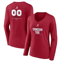 Women's Crimson Alabama Crimson Tide Personalized Name & Number Midfielder Long Sleeve V-Neck T-Shirt