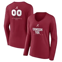 Women's Crimson Alabama Crimson Tide Personalized Name & Number Midfielder Long Sleeve V-Neck T-Shirt