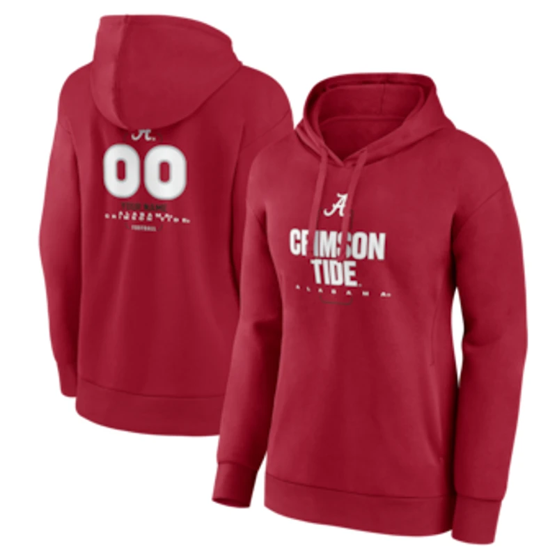 Women's Crimson Alabama Crimson Tide Personalized Name & Number Midfielder Pullover Hoodie