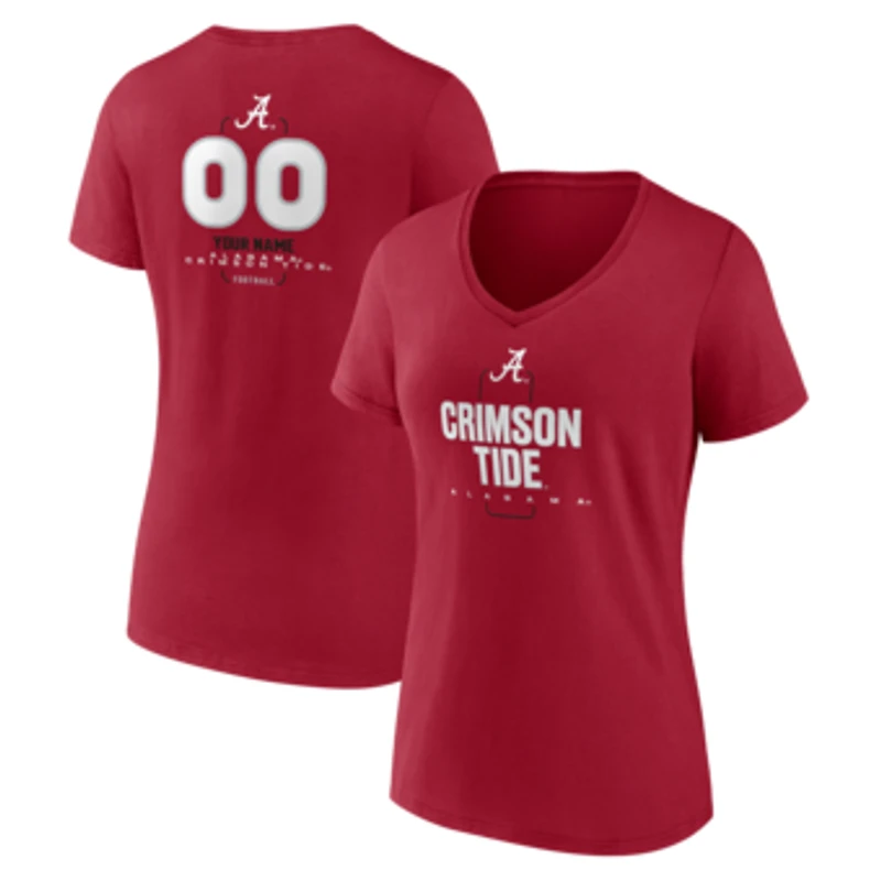 Women's Crimson Alabama Crimson Tide Personalized Name & Number Midfielder V-Neck T-Shirt