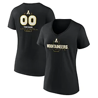Women's Black Appalachian State Mountaineers Personalized Name & Number Midfielder V-Neck T-Shirt