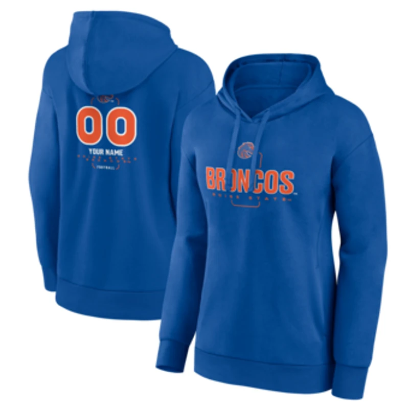 Women's Royal Boise State Broncos Personalized Name & Number Midfielder Pullover Hoodie