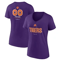 Women's Purple Clemson Tigers Personalized Name & Number Midfielder V-Neck T-Shirt