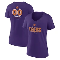 Women's Purple Clemson Tigers Personalized Name & Number Midfielder V-Neck T-Shirt