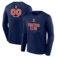 Men's Navy Illinois Fighting Illini Personalized Name & Number Midfielder Long Sleeve T-Shirt
