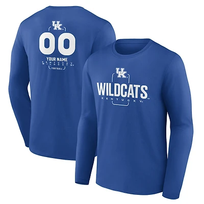 Men's Royal Kentucky Wildcats Personalized Name & Number Midfielder Long Sleeve T-Shirt