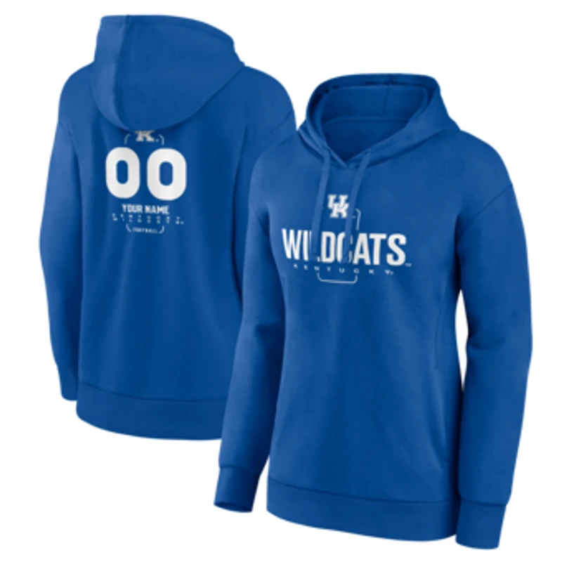 Women's Royal Kentucky Wildcats Personalized Name & Number Midfielder Pullover Hoodie