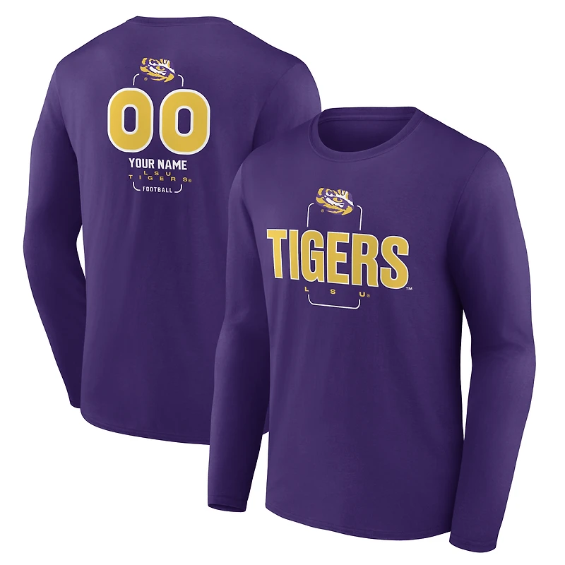 Men's Purple LSU Tigers Personalized Name & Number Midfielder Long Sleeve T-Shirt