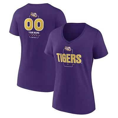 Women's Purple LSU Tigers Personalized Name & Number Midfielder V-Neck T-Shirt