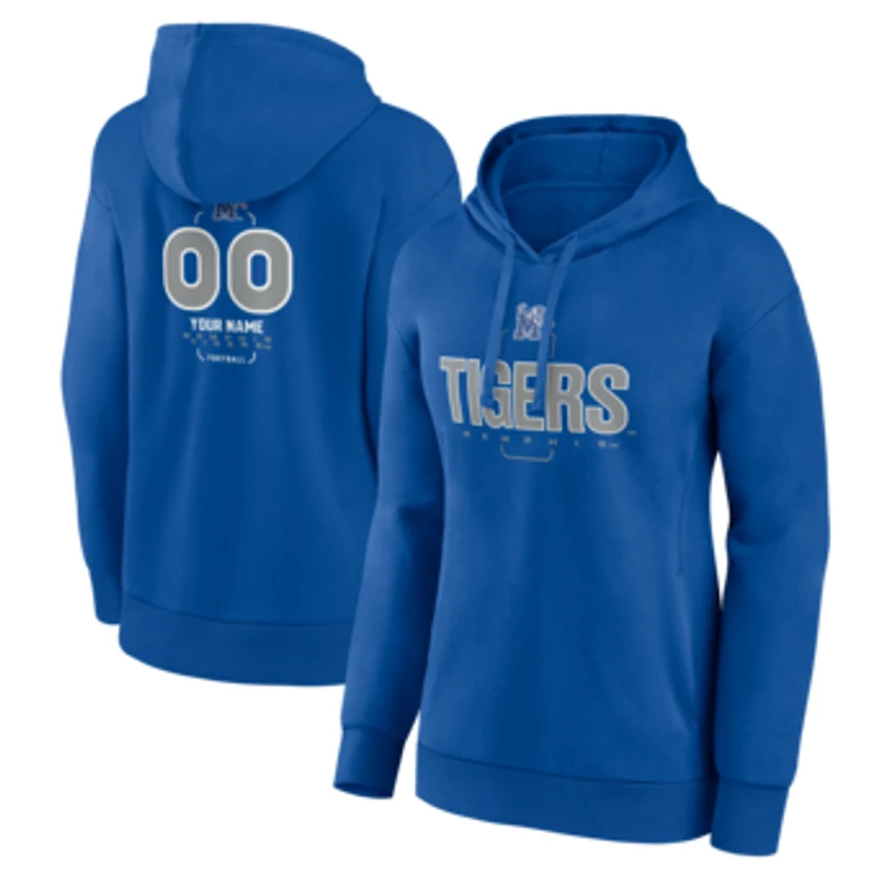 Women's Royal Memphis Tigers Personalized Name & Number Midfielder Pullover Hoodie