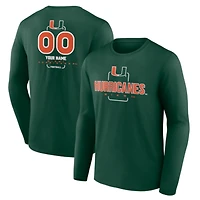 Men's Green Miami Hurricanes Personalized Name & Number Midfielder Long Sleeve T-Shirt