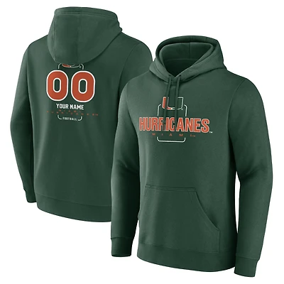 Men's Green Miami Hurricanes Personalized Name & Number Midfielder Pullover Hoodie