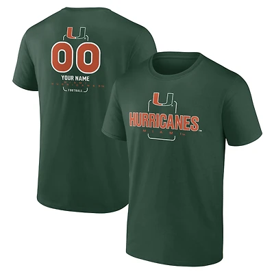 Men's Green Miami Hurricanes Personalized Name & Number Midfielder T-Shirt