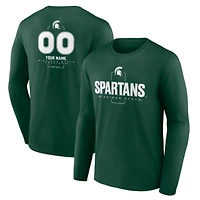 Men's Green Michigan State Spartans Personalized Name & Number Midfielder Long Sleeve T-Shirt