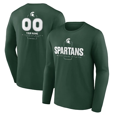 Men's Green Michigan State Spartans Personalized Name & Number Midfielder Long Sleeve T-Shirt