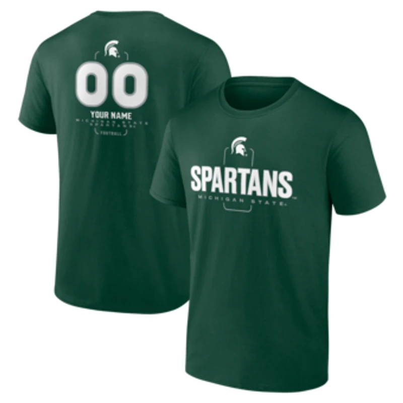 Men's Green Michigan State Spartans Personalized Name & Number Midfielder T-Shirt