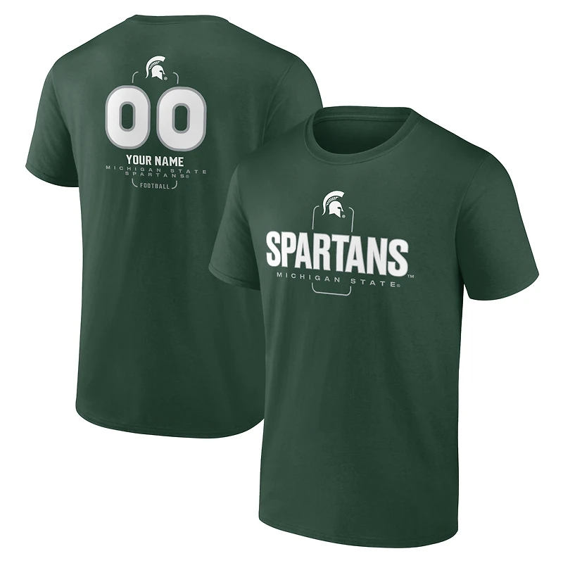 Men's Green Michigan State Spartans Personalized Name & Number Midfielder T-Shirt