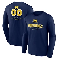 Men's Navy Michigan Wolverines Personalized Name & Number Midfielder Long Sleeve T-Shirt