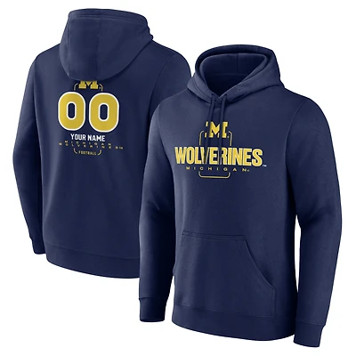 Men's Navy Michigan Wolverines Personalized Name & Number Midfielder Pullover Hoodie