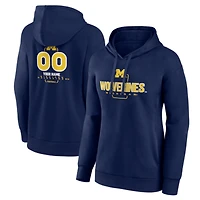 Women's Navy Michigan Wolverines Personalized Name & Number Midfielder Pullover Hoodie