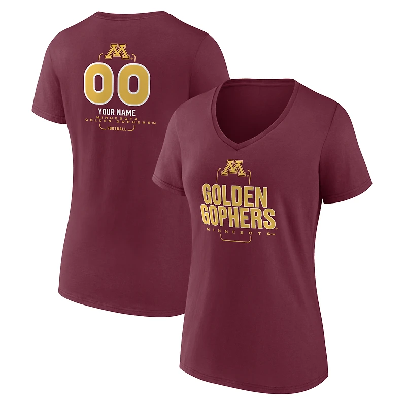 Women's Maroon Minnesota Golden Gophers Personalized Name & Number Midfielder V-Neck T-Shirt