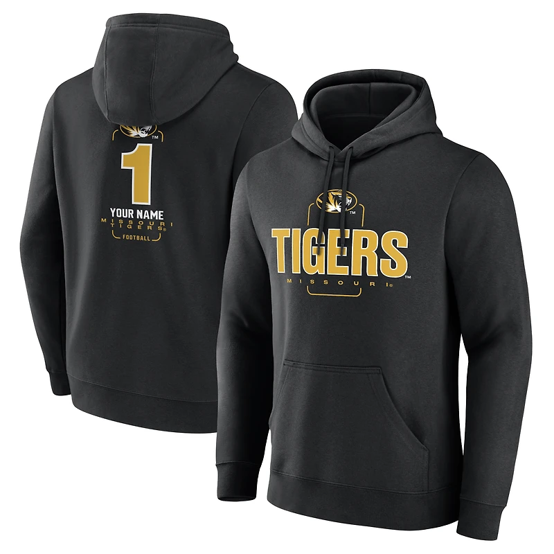 Men's Black Missouri Tigers Personalized Any Name Midfielder Pullover Hoodie