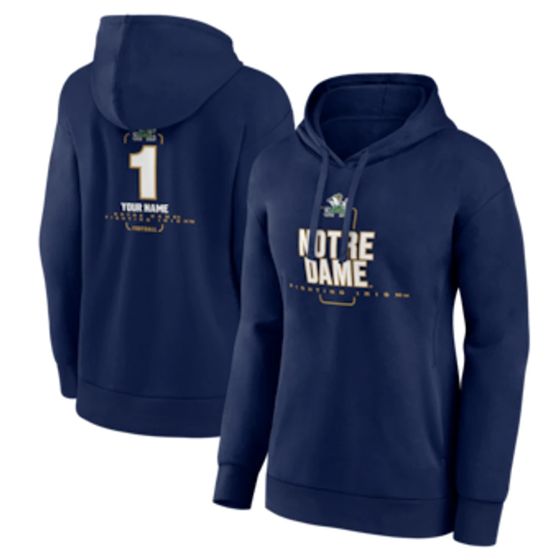 Women's Navy Notre Dame Fighting Irish Personalized Any Name Midfielder Pullover Hoodie