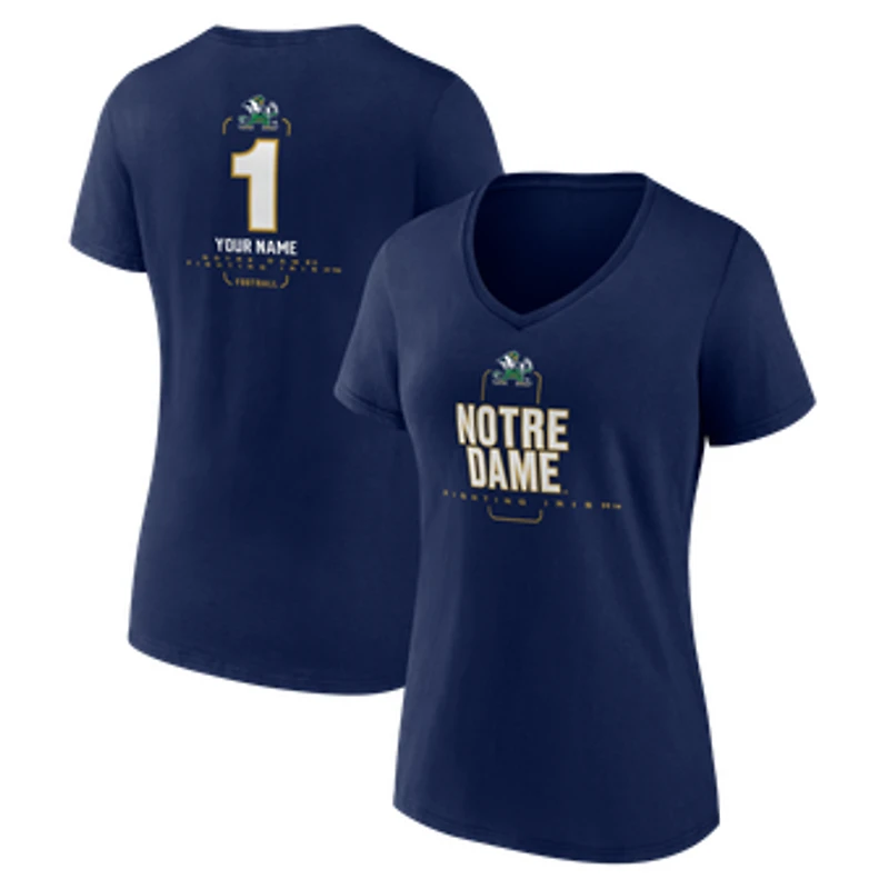 Women's Navy Notre Dame Fighting Irish Personalized Any Name Midfielder V-Neck T-Shirt