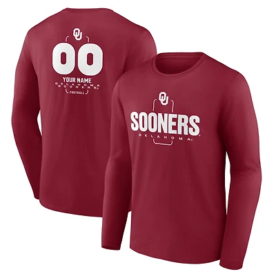 Men's Crimson Oklahoma Sooners Personalized Name & Number Midfielder Long Sleeve T-Shirt