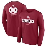 Men's Crimson Oklahoma Sooners Personalized Name & Number Midfielder Long Sleeve T-Shirt