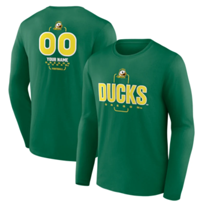 Men's Green Oregon Ducks Personalized Name & Number Midfielder Long Sleeve T-Shirt