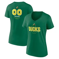Women's Green Oregon Ducks Personalized Name & Number Midfielder V-Neck T-Shirt