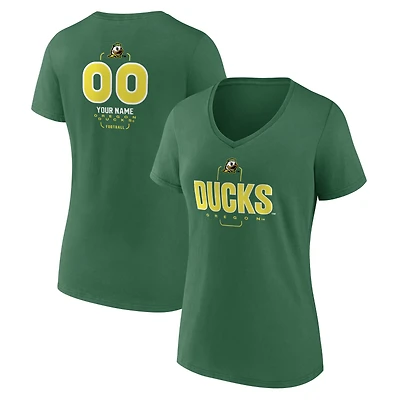 Women's Green Oregon Ducks Personalized Name & Number Midfielder V-Neck T-Shirt