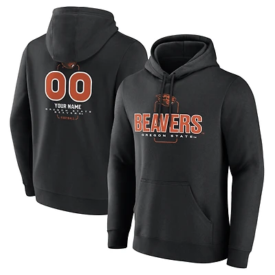 Men's Black Oregon State Beavers Personalized Name & Number Midfielder Pullover Hoodie