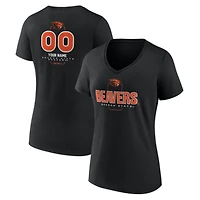 Women's Black Oregon State Beavers Personalized Name & Number Midfielder V-Neck T-Shirt