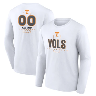 Men's White Tennessee Volunteers Personalized Name & Number Midfielder Long Sleeve T-Shirt