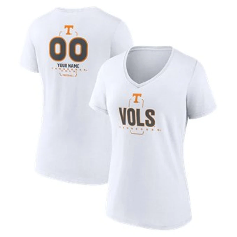 Women's White Tennessee Volunteers Personalized Name & Number Midfielder V-Neck T-Shirt