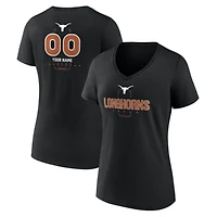 Women's Black Texas Longhorns Personalized Name & Number Midfielder V-Neck T-Shirt