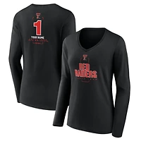 Women's Black Texas Tech Red Raiders Personalized Any Name Midfielder Long Sleeve V-Neck T-Shirt