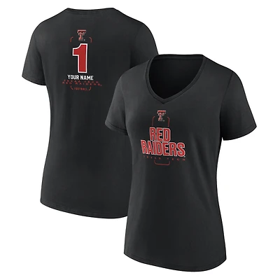 Women's Black Texas Tech Red Raiders Personalized Any Name Midfielder V-Neck T-Shirt