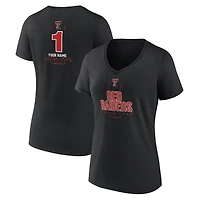 Women's Black Texas Tech Red Raiders Personalized Any Name Midfielder V-Neck T-Shirt
