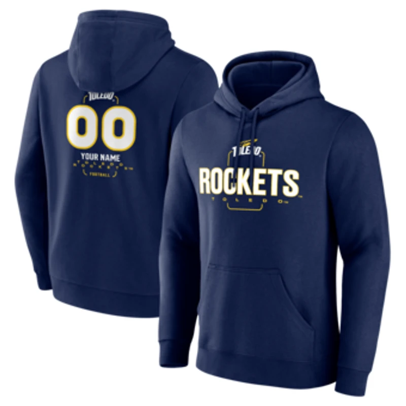Men's Navy Toledo Rockets Personalized Name & Number Midfielder Pullover Hoodie