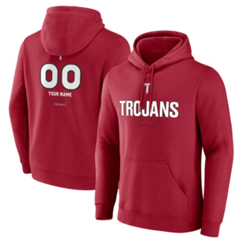 Men's Cardinal Troy University Trojans Personalized Name & Number Midfielder Pullover Hoodie
