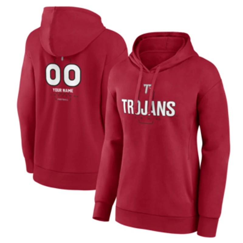 Women's Cardinal Troy University Trojans Personalized Name & Number Midfielder Pullover Hoodie